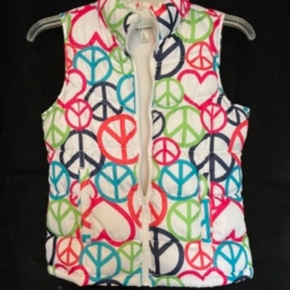 Old Navy Puffer Peace Sign Vest Girls 10 -12 (Large) - Picture 2 of 4